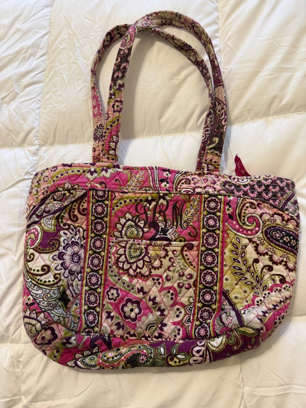 Vera Bradley Pink, Purple and Green Quilted Paisley Shoulder Bag